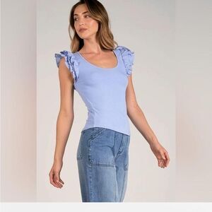 NWT Bailey 44 Sleeveless Jenna Ruffle Top | XSmall | Blue